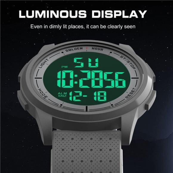 Ultra-Thin Minimalist Sports Waterproof Digital Watches Men with Wide-Angle - Picture 4 of 7